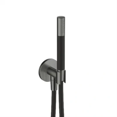 Afbeelding van HotBath Cobber M440 staafhanddouche met wandsteun en uitlaat doucheslang 150cm Verouderd ijzer