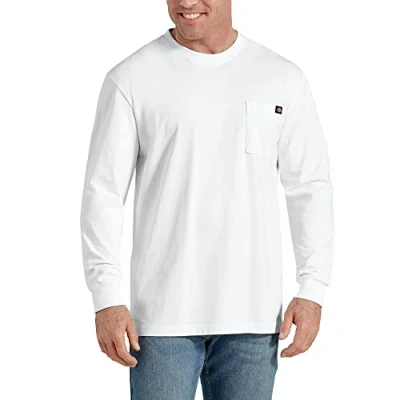 Afbeelding van Dickies Groot en lang T shirt met lange mouwen ronde hals voor heren, Wit, XXL