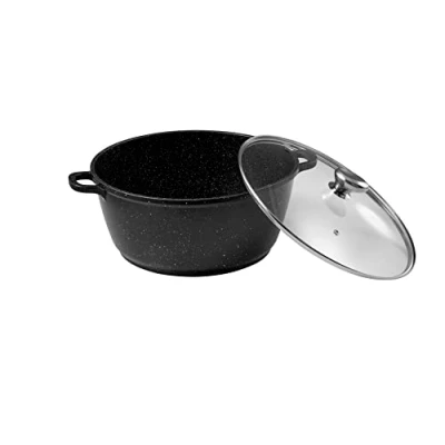 Afbeelding van Pradel Excellence 52342M Kookpan met deksel, diameter 32 cm, voor alle warmtebronnen, inclusief inductie. Gietijzer van aluminium &quot;Façon Pierre&quot;