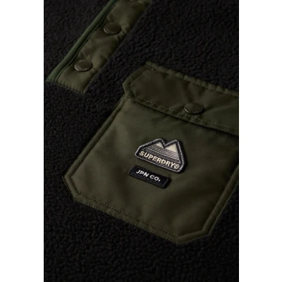 Afbeelding van Fuji fleecetrui met Halve Drukknoopsluiting Black Grootte: S