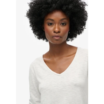 Afbeelding van Superdry Vrouwen Jersey top met V hals en Lange Mouwen Grijs Grootte: 42
