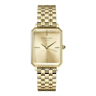 Afbeelding van Rosefield OCGSG O65 Octagon Champagne horloge dameshorloge Goudkleur
