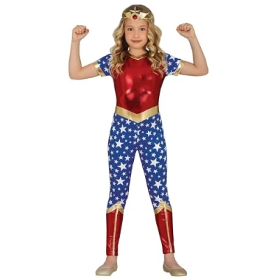 Afbeelding van Guirca Superwoman &amp; Supergirl Kostuum Superheld Miss USA Meisje Blauw, Rood 5 6 jaar Carnavalskleding Verkleedkleding