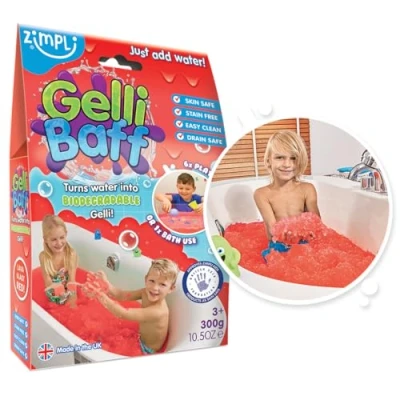 Afbeelding van Gelli Baff Red van Zimpli Kids, 1 bad of 6 speeltoepassingen, verandert water op magische wijze in dikke, kleurrijke goo, educatief stressverminderend slijmspeelgoed voor meisjes en jongens,