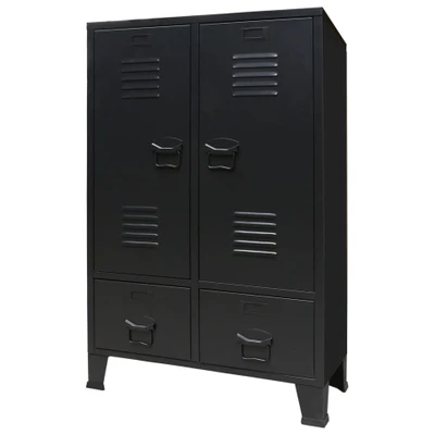 Afbeelding van Kledingkast Industrieel 67X35X107 Cm Staal Antracietkleurig 1 / Zwart