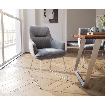 Afbeelding van Armleunstoel Zelia Flex met armleuning slipframe roestvrij staal structuur lichtgrijs