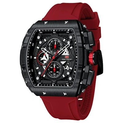 Afbeelding van Mini Focus Mannen Horloge Casual Mode Horloges (Chronograaf/Waterdicht/Lichtgevende/Kalender) Silicon Band Quartz voor mannen.., rood_zwart, riem