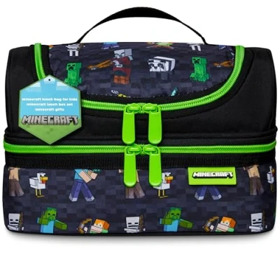 Afbeelding van Minecraft Koeltas voor kleine kinderen, thermische lunchbox originele schooldag, jongens en meisjes, gamer cadeau ideeën, geïsoleerde met drinkfles of broodtrommel, 2