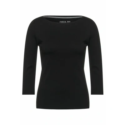Afbeelding van Cecil Basic IN Unifarbe Longsleeve, Dames, Maat: Medium, Schwarz
