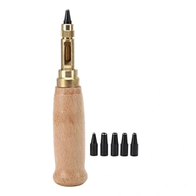 Afbeelding van 6 in 1 automatische perforatorboor, instelbare schroef, perforator, boekbinder, gereedschap, lederen riem, gat oogjes voor het naaien van leer papier handwerk stansen