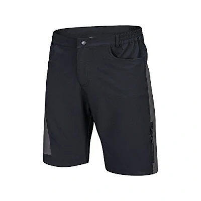 Afbeelding van TOMSHOO Baggy Fietsbroek voor heren, ademend, losse pasvorm, outdoorsporten, MTB, fietsen, hardloopshorts, Grijs, XL