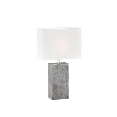 Afbeelding van Fischer &amp; Honsel Tafellamp, Amiens nikkel antiek stoffen kap wit linnen L: 30 cm, B: 13 H: 50 cm Met snoerschakelaar 1x E27 max. 40 Watt zonder lamp 50509