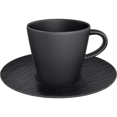 Afbeelding van Villeroy &amp; Boch Manufacture Rock Koffiekop en schotel Zwart