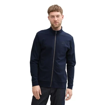 Afbeelding van TOM Tailor MIT Stehkragen Sweater met rits, Heren, Maat: Medium, Sky captain blue