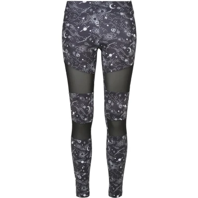 Afbeelding van Urban Classics TECH MESH AOP Legging, Dames, Maat: 4XL, Blackuniverse