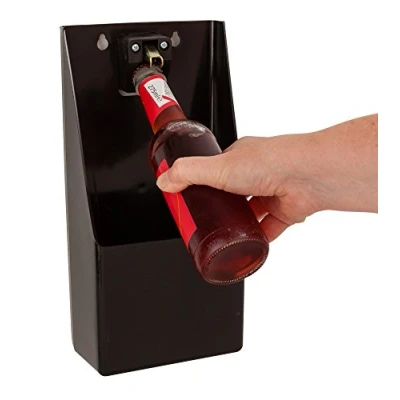 Afbeelding van Beaumont TM Pub Bar Stand Up/Wall Mounted Fles Opener en Catcher, kunststof, zwart, 30 x 15,2 8,6 cm