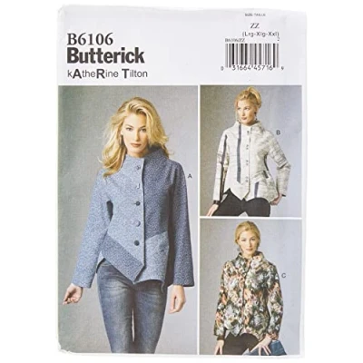 Afbeelding van Butterick Patterns 6106 ZZ maten groot 16 18/extra 20 22/extra 24 26 Misses jas