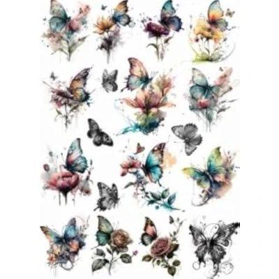 Afbeelding van Bloemen Butterflies Rijstpapier, 30 x 40 cm voor decoupage meubels ambachten