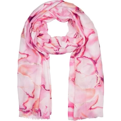 Afbeelding van styleBREAKER Damessjaal met aquarel marmerpatroon en metallic accenten, lichte doek in pasteltinten, stola 01016229, roze, Eén Maat