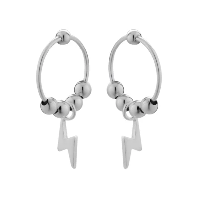 Afbeelding van Zilveren oorbellen Oorring met hanger oorringen, bolletjes en bliksemschicht