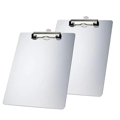 Afbeelding van TUKA i AKUT [2x] Aluminium Klembord A4, met Rubberen Metalen Klem, Schrijfbord Ophangose, Onbreekbaar Pad Houder Clipboard, Stabiel Schrijfblad Set van 2 Zilver Kleur, TKD8025 2x