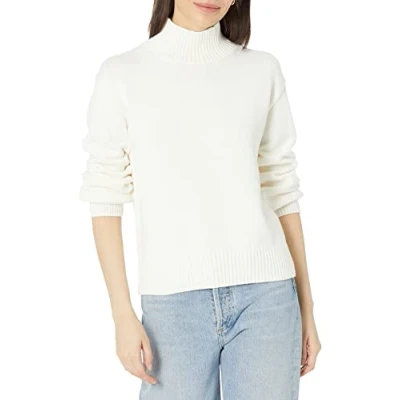 Afbeelding van Amazon Essentials Dames katoenen trui met trechterhals (verkrijgbaar in grote maten), eierschaalwit, klein