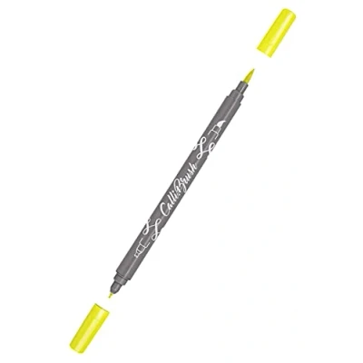 Afbeelding van Online Calli.Brush, Double Tip Pen met kalligrafiepunt en penseelpunt Fluo Yellow