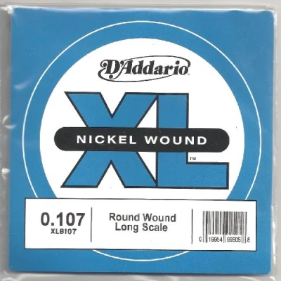 Afbeelding van D&#039;Addario XLB107 nikkel wound bass gitaar enkele string, Long Scale, .107