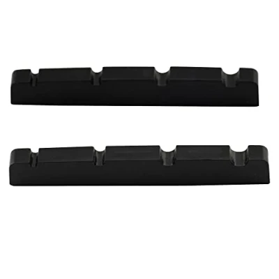 Afbeelding van Musiclily Pro Ureumhars Kunststof 40mm Slotted Topkam Jazz Bass Platte Bodem voor 4 snarige J stijl Basgitaar,Zwart (2 Stuks)