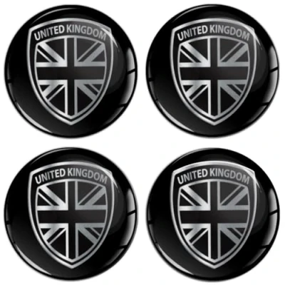 Afbeelding van Biomar Labs 4 x 45 mm 3D siliconen stickers voor wieldoppen naafdoppen wielnaafdoppen wielsticker naafdop UK vlag V 2