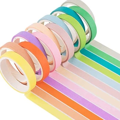 Afbeelding van YUBX Dunne Washi Tape Set Masking Folie Plakband Kleurrijk voor DIY Handwerk Bullet Journals, Planner, Scrapbooking, Verpakking 8 mm breed (Candy Small)