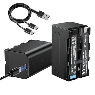 Afbeelding van ENEGON NP F750 USB C Direct Oplaadbare Vervangende Batterijen 5600mAh (dubbelpack) voor F750, compatibel met Sony CCD TRV815, DCR TRV9, TR3, TRV82, TRV900, TR3000, TRV85,