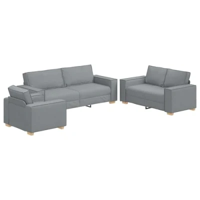 Afbeelding van vidaXL Bank Set van 3 Lichtgrijs Polyester Stoel, 99x78x84 cm