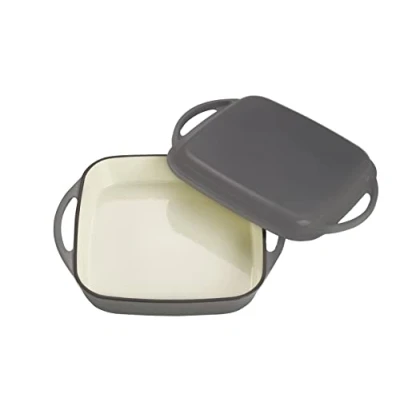 Afbeelding van Echtwerk Universele braadpan en pan, 2 in 1 set, gietijzeren ovenschaal met deksel, pan emaille coating, geschikt voor oven, grill, BBQ inductie, lichtblauw, 1,5 l, Ø 24,6 cm