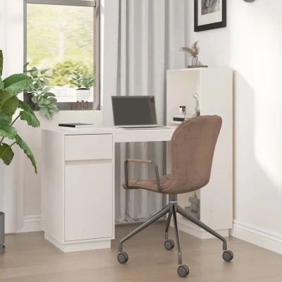Afbeelding van Bureau 110x53x117 cm massief grenenhout wit