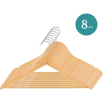 Afbeelding van Nordix Kledinghangers Set 8 stuks Hout Kleerhangers