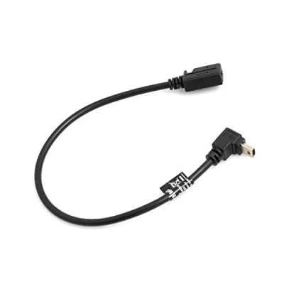 Afbeelding van System S mini USB kabel 90 graden omhoog gehoekte hoek naar aansluiting adapter datakabel oplaadkabel 27 cm
