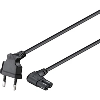 Afbeelding van C7 (haaks links/rechts) CEE 7/16 boven/beneden) stroomkabel voor o.a. Sonos 2x 0,75mm / zwart 5 meter