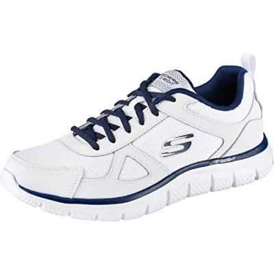 Afbeelding van Skechers Sport Track Sneakers laag, Heren, Maat: 45, White/navy Leer en textiel