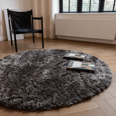 Afbeelding van Interieur05 Hoogpolig vloerkleed Fender Antraciet/zwart Rond 200 Ã ̃