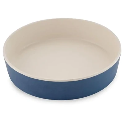 Afbeelding van Beco Kattenbak voer en waterbak, slijtvast bamboe, donkerblauw, diameter 13,5 cm