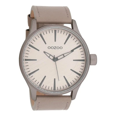 Afbeelding van OOZOO Timepieces taupe horloge met leren band C8277
