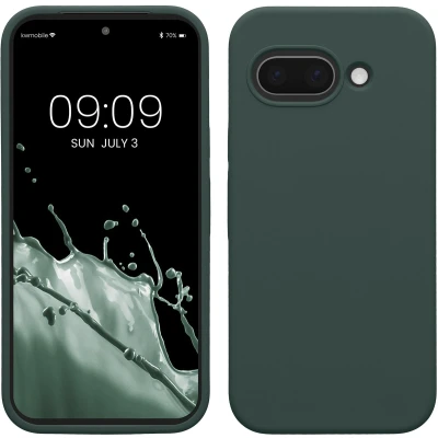 Afbeelding van kwmobile telefoonhoesje geschikt voor Google Pixel 9a Hoesje met siliconen coating Smartphone case in mosgroen