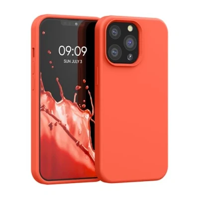 Afbeelding van kwmobile telefoonhoesje geschikt voor Apple iPhone 13 Pro Hoesje met siliconen coating Smartphone case in levendig koraal
