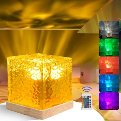 Afbeelding van projector sterrenhemel, 16 kleuren, projector, Aurora Boreaal, kubus kristal lamp Borealis, 30 verlichtingsmodi, oceanische met afstandsbediening