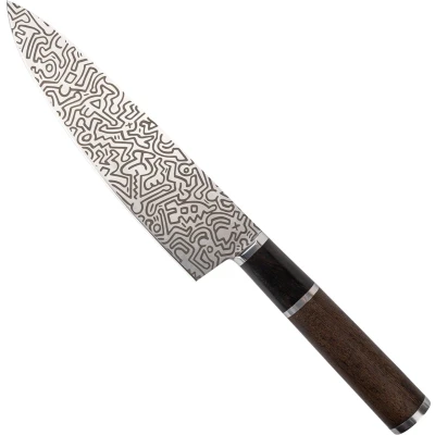 Afbeelding van Homey&#039;s Keith Haring koksmes met chopsticks in cadeauverpakking Donkerbruin