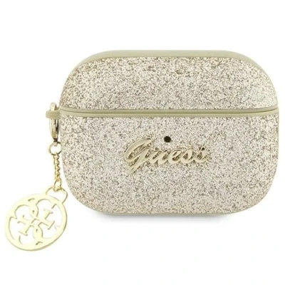 Afbeelding van Guess GUAP2GLGSHD hoesje voor AirPods Pro 2 cover goud Glitter Flake 4G Charm