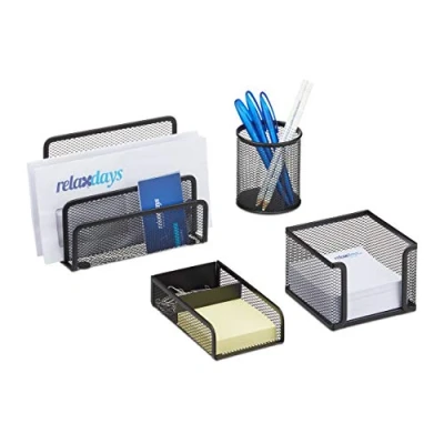Afbeelding van Bureau organizer set relaxdays 4 delig met pennenbak