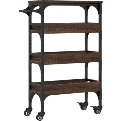 Afbeelding van vidaXL Keukentrolley 53x20x76 cm bewerkt hout bruin eikenkleurig