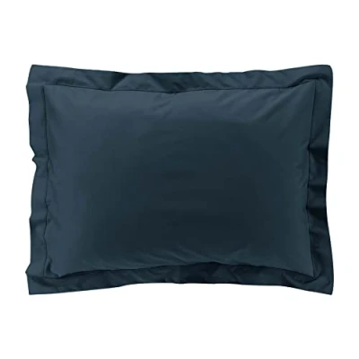 Afbeelding van douceur d&#039;intérieur, Kussensloop met opstaande zoom (50 x 70 cm), perkaline, nachtblauw, 100% katoen percal